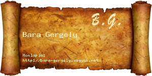 Bara Gergely névjegykártya